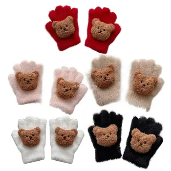 Мягкие и толстые детские варежки с рисунком Медведя, зимние перчатки, теплые варежки, флисовая одежда для рук, зимний подарок для детей