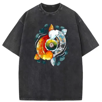 Забавная футболка Ying Koi, Выстиранная футболка с длинным рукавом 2023, Новые Повседневные топы и тройники с индивидуальным принтом, Студенческие толстовки