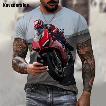 Крутая футболка с 3D принтом мотоцикла, женские, мужские футболки с коротким рукавом и круглым вырезом, повседневные футболки оверсайз, топы