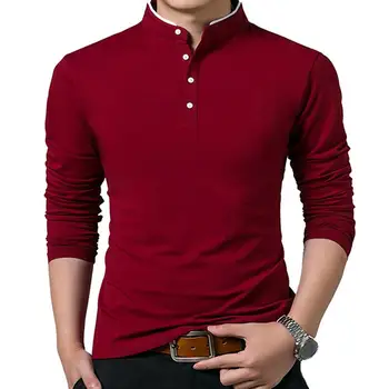 2023 Новая мужская футболка для гольфа с длинным рукавом, Классическая Однотонная Молодежная Модная Деловая Повседневная мужская рубашка