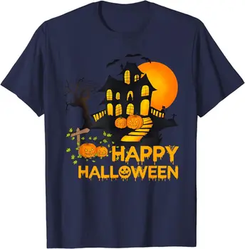 Счастливые костюмы на Хэллоуин, забавные тыквы, футболка унисекс с длинными рукавами