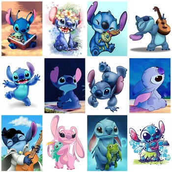 Серия Disney Cartoon Stitch Lilo & Stitch Paint By Numbers Сделай САМ Картина маслом по номерам на холсте 60x75 см Декор для рисования