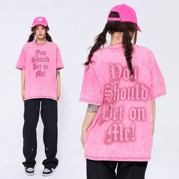 Летняя новая футболка в стиле хип-хоп, ретро, готический принт с буквами, мужская и женская модная пара, топ с коротким рукавом, без пола