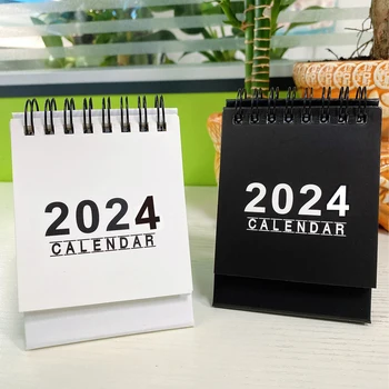 2024 Минималистичный Креативный Английский Мини-Календарь Украшение Офисного рабочего Стола Портативный Месяц Дата Ежедневный Календарь Блокнот Меморандум
