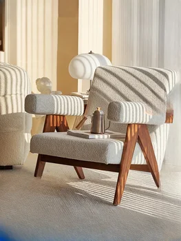 Диван-кресло в стиле ретро, мебель для дивана из массива дерева, одинокий балкон, кресло для отдыха из вишневого дерева, стул из Чандигарха.