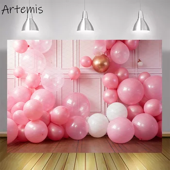 Фон для фотосъемки на День Святого Валентина Розовая стена из воздушных шаров Милый детский фон для портрета на день рождения Фотостудия