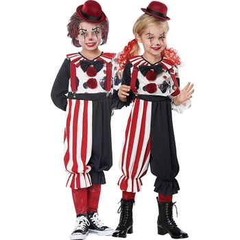Детский Клоун на Хэллоуин, Косплей, костюм для мальчика и девочки, Пурим, Карнавальная Вечеринка, Забавная Одежда для выступлений на сцене, костюм