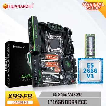Материнская плата HUANANZHI X99 F8 LGA 2011-3 XEON X99 с процессором Intel E5 2666 v3 с комбинированным комплектом памяти DDR4 RECC 1*16G комплект NVME SATA