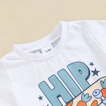 Летняя одежда для маленьких мальчиков на Пасху, футболка с рисунком скейтборда в стиле хип-хоп, штаны с верхним карманом, милая одежда для младенцев
