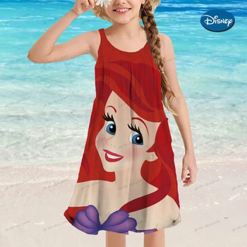 Disney/ Новое детское платье Jasmine для девочек, летнее платье для девочек, детское платье принцессы для малышей, платье для пляжной вечеринки от 1 до 14 лет