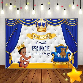 Принц Фоновая фотография Маленькие Фоновые фотографии Королевский Детский Душ Фон для Трона Синий Золотой Украшение для Дня рождения Корона для вечеринки