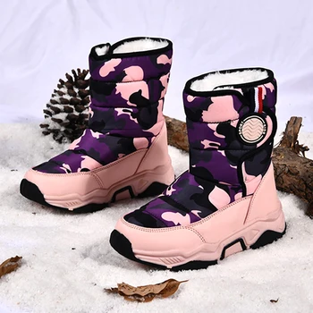 Детские зимние ботинки на платформе Bota 2023, Новые Зимние Повседневные Хлопковые теплые ботинки для девочек, плюшевые ботильоны, Хлопковые детские ботинки для девочек