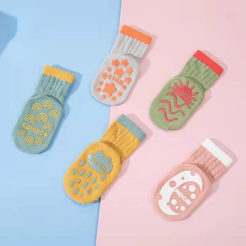 Детские носки однотонные полосатые весенние резиновые нескользящие носки для новорожденных хлопчатобумажные детские носки для девочек