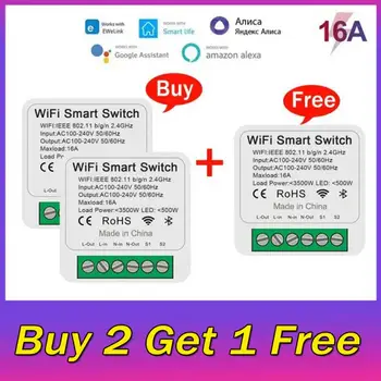 eWeLink Wifi 16A MINI Smart Switch Поддерживает 2-полосный Переключатель Таймера Управления Mart Home Automation Совместим С Alexa Google Home