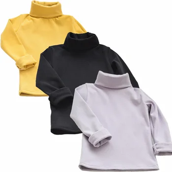 Осенне-зимняя футболка для маленьких девочек, Толстая меховая одежда для девочек, рубашка, водолазка, теплая одежда для малышей, детская одежда, майка