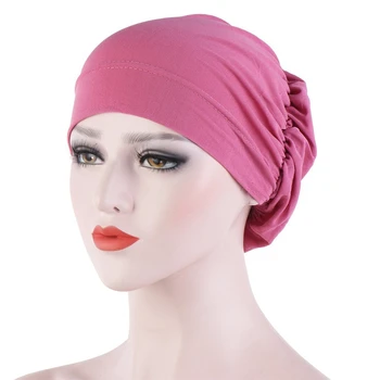 Женская простая шляпа-тюрбан, мусульманская однотонная кепка, женские Мягкие удобные кепки-хиджабы, исламская шляпа для химиотерапии для женщин