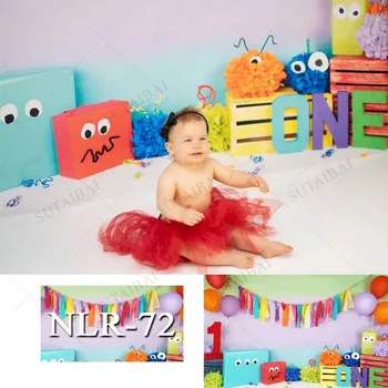 Фон для 1-го Дня Рождения ребенка Украшает комнату Разноцветными Воздушными шарами, Виниловой тканью, Фоном для семейной съемки, Плакатом для празднования, Реквизитом
