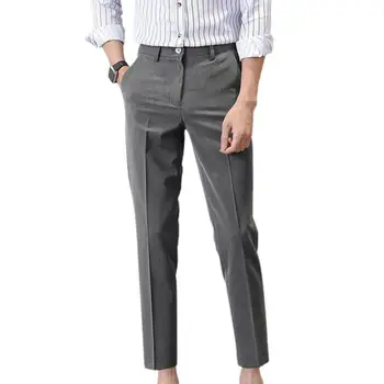 Популярные деловые брюки Плотная строчка Нежные чистые цвета Прямой узор Деловые брюки со средней талией