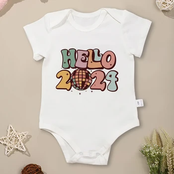 Привет, 2024, Одежда для маленьких девочек от 0 до 12 месяцев, Новогодняя мода, комбинезон для новорожденных мальчиков, Уютный Домашний повседневный комбинезон для малышей из чистого хлопка