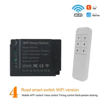 Tuya Smart Life 4-полосный WiFi Интеллектуальный переключатель таймера освещения Беспроводное приложение Дистанционное голосовое управление Модуль выключателя Home
