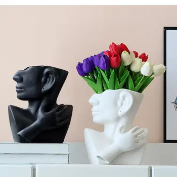 Креативная керамическая Портретная ваза Украшение дома Цветочный горшок Контейнер для цветочной композиции Настольная ваза для гостиной