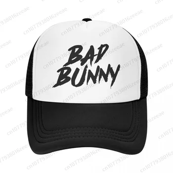 Бейсболка с сетчатым логотипом Bad Bunny Летняя Уличная Мужская Женская Мода Спортивные Шляпы в стиле хип-хоп для Дальнобойщиков