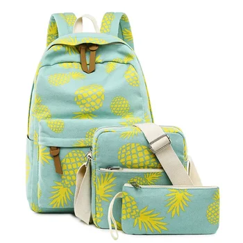 Ортопедические школьные рюкзаки для девочек-подростков, 3 шт./компл., легкие детские сумки, детский холщовый рюкзак с изображением ананаса