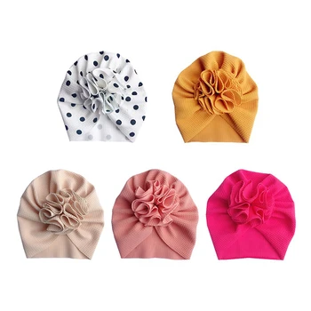 Милая детская шапочка-тюрбан в цветочек, мягкая шапочка-обертка для новорожденных девочек, головной убор для малышей, повязка на голову, шапочка для новорожденных, детские шапочки