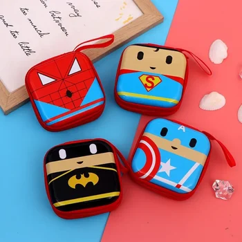 Кошелек-портмоне с Человеком-пауком, кошелек Капитана Америки, квадратный ящик для хранения, сумка-портмоне на молнии, мини-сумка для монет, подарок на Хэллоуин