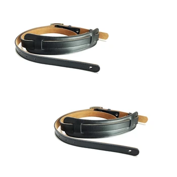 2X Ремешка для электрогитары с прочной кожей и металлической пряжкой, плечевой ремень, регулируемые винтажные гитарные ремни-черный цвет