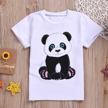Футболка Harajuku Модная Новая футболка для девочек, Панда, Белый медведь, Милая футболка для девочек, унисекс, рубашки для мальчиков, повседневные Летние футболки с коротким рукавом для детей