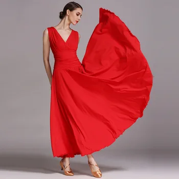 Платье для соревнований по бальным танцам Стандартные вечерние платья для вечеринок, костюм для церемонии в ночном клубе, женский красный свадебный наряд, сцена