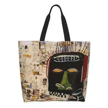 Kawaii Basquiats Glenn Shopping Tote Сумки Многоразового Использования Граффити Арт Холст Продуктовая Сумка Через Плечо Shopper Bag
