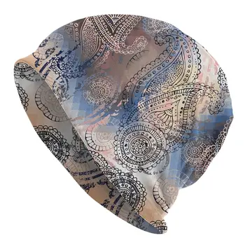 Шляпа с цветочным рисунком Пейсли Тонкие Кепки Для мужчин И женщин Черепа в стиле Пейсли Шапочки Лыжные Кепки Хлопчатобумажные Шляпы-капоты