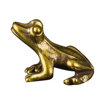 Латунные фигурки лягушек, милая маленькая скульптура лягушки, износостойкая бронзовая скульптура, брелок для ключей, украшение для домашнего офиса, настольное украшение.