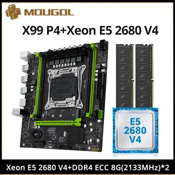 Комплект игровой материнской платы MOUGOL X99 с Intel Xeon E5 2680 V4 и DDR4 8Gx2 2133 МГц Двухканальный ECC RAM M.2 NVME для настольных ПК