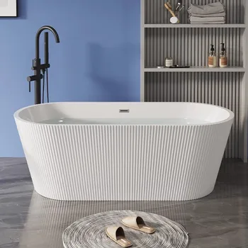 Бесплатная доставка 1,2 м 1,3 м 1,4 м 1,5 м 1,6 м 1,7 м Акриловая ванна Высококачественная теплоудерживающая Белая ванна с латунным краном
