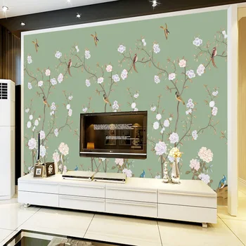 beibehang papel de parede Обои для телевизора, современная гостиная, китайские обои с 3D ручной росписью, цветы магнолии