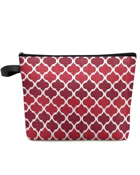 Геометрическая красная винтажная Марокканская косметичка, сумка для путешествий, женские косметические сумки, Туалетный органайзер, пенал для хранения