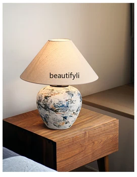Настольная лампа в керамическом горшке ручной работы B & B Дизайнерская настольная лампа для прикроватной тумбочки в спальне