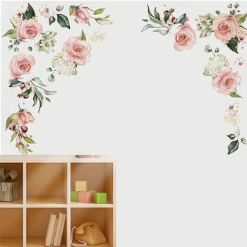 Розовая роза-бабочка, спальня, гостиная, вход, украшение стены дома, наклейка на стену, самоклеящаяся
