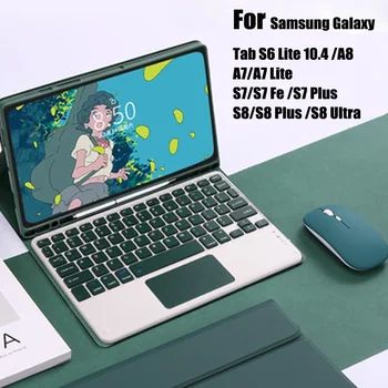 Магнитная Клавиатура с Сенсорной Панелью Чехол для Samsung Galaxy Tab S6 Lite A8 10,5 S7 S8 11 S7 Plus S7 14,6 Чехол Funda с Клавиатурой Мышь