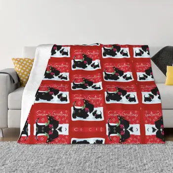Одеяла для собак с шотландским терьером, удобное мягкое фланелевое одеяло Sprint Scottie для дивана-кровати дома