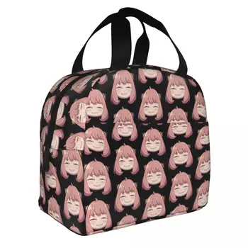 Anya Smug Face Smile Meme Изолированная сумка для ланча большой емкости Spy X Контейнер для семейной еды Сумка-холодильник Тоут Ланч-бокс для путешествий в колледж