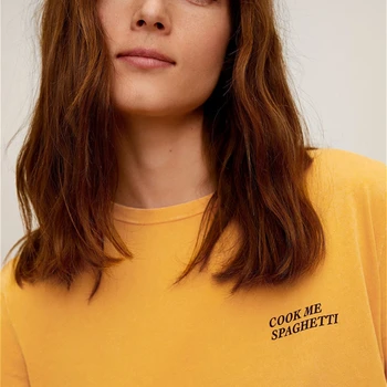 Женская одежда, новая модная летняя женская бутик-футболка из 100% хлопка с буквенным принтом Cook Me Spaghetti Top