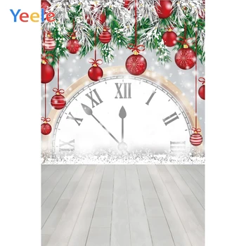 Рождественские часы, Снежные листья, шар, Деревянный пол, Домашний декор, Фон для фотосъемки, Индивидуальный фотографический фон для фотостудии
