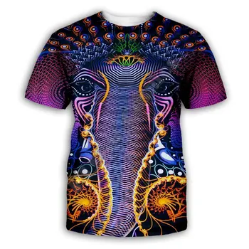 Абстрактная живопись, красочные футболки с 3D рисунком, летний топ в стиле ретро харадзюку с круглым вырезом, персонализированная забавная модная одежда с коротким рукавом