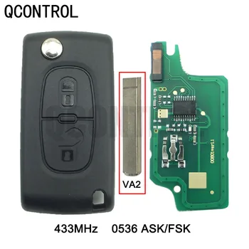 QCONTROL Автомобильный дистанционный ключ 433 МГц Подходит для PEUGEOT 207 208 307 308 408 Partner ID46 (CE0536 ASK/FSK, 2 кнопки VA2)