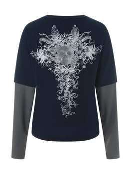 Женские осенние рубашки, модные футболки с графическим рисунком с длинным рукавом, эстетичные винтажные футболки в стиле гранж, уличная одежда 2023 года