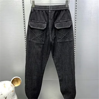 Pantalones Hombre, Осенние новые джинсы, повседневные брюки, мужские тонкие однотонные Корейские модные универсальные Мужские брюки с эластичной резинкой на талии